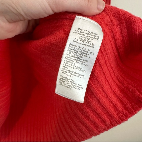 J. Crew | Coral Ribbed Turtleneck Sweater Merino Wool Blend Size XS - Picture 5 of 6